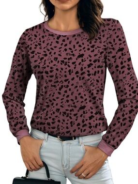 [🟡 Bundle 10 items for $25] 
Mauve Leopard-Print Long Sleeve Top